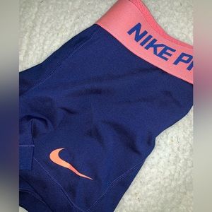 NIKE PRO SIZE XS Blue & Coral Pink Shorts